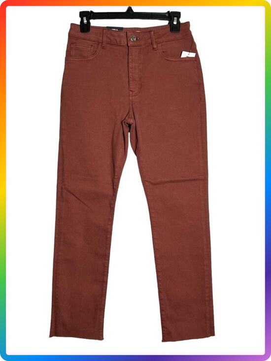 Mavi Denim - Mavi Viola High Rise Slim Straight Jeans SIZE 27x27 Burgundy Raw Hem Denim